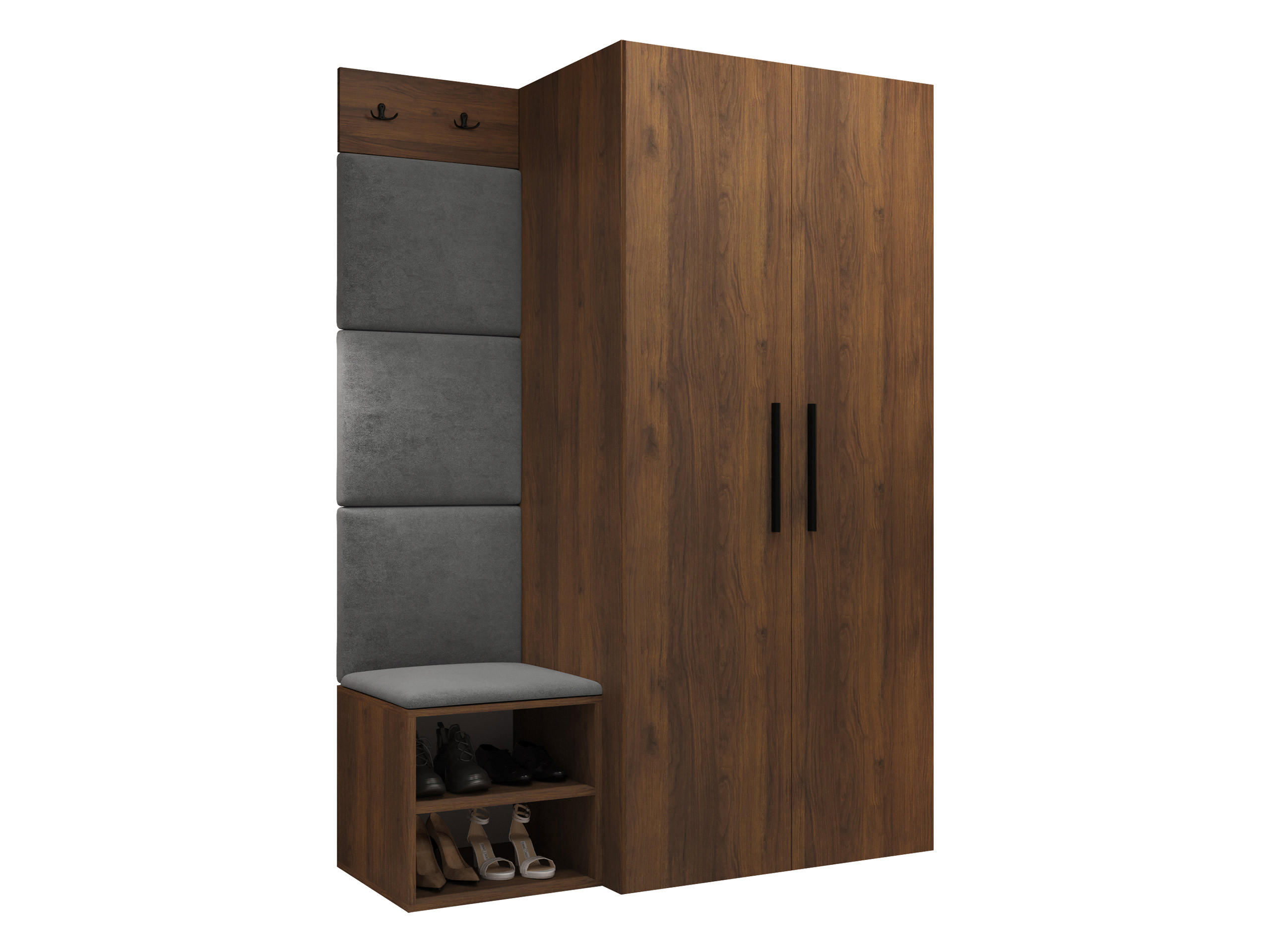 GARDEROBEN-SET Medi IV - Nussbaumfarben/Schwarz, Holzwerkstoff/Kunststoff (80/191/50cm) - MIRJAN24