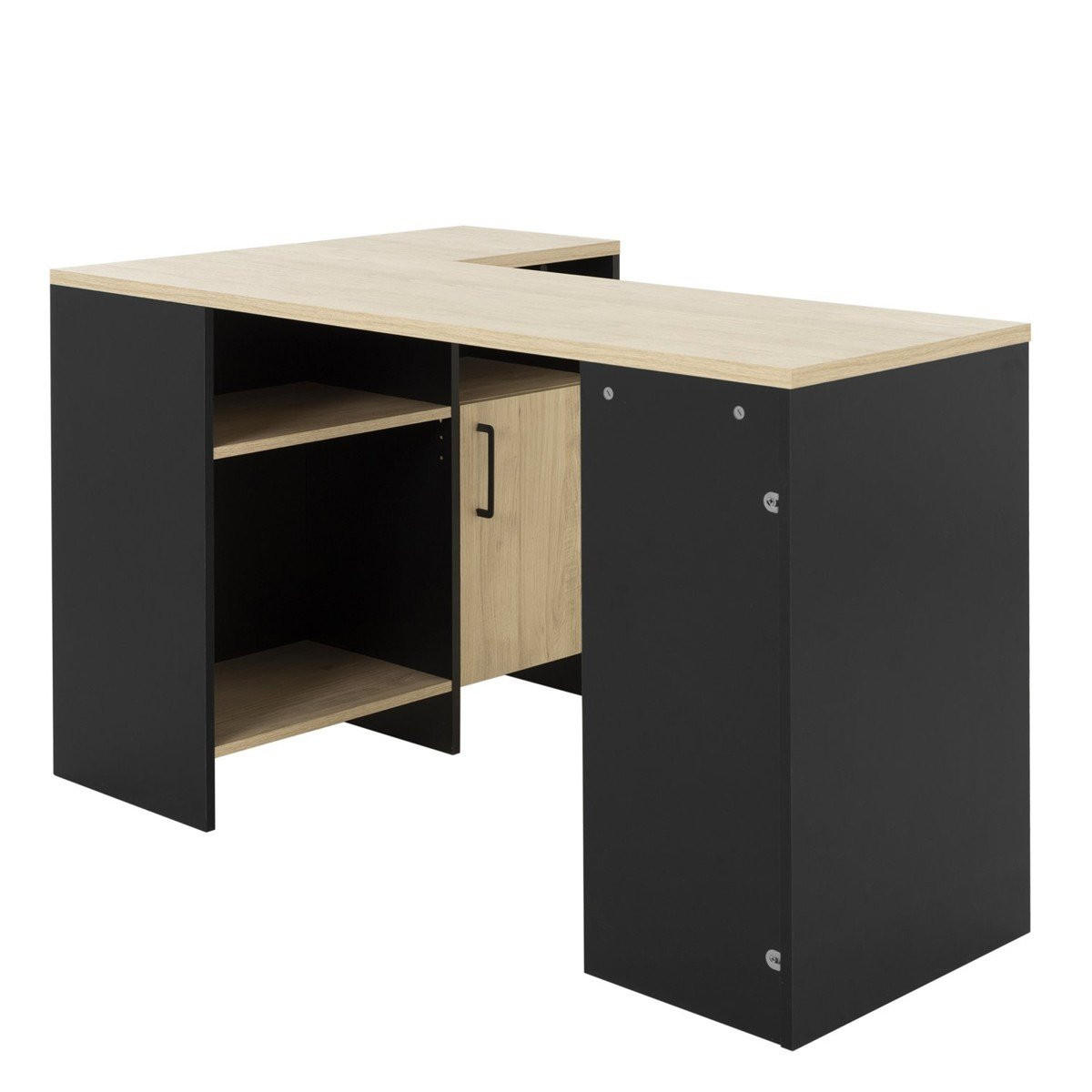 ECKSCHREIBTISCH Liverpool - Französische Herstellung - Schwarz, Holzwerkstoff (136/88/76cm) - Calicosy