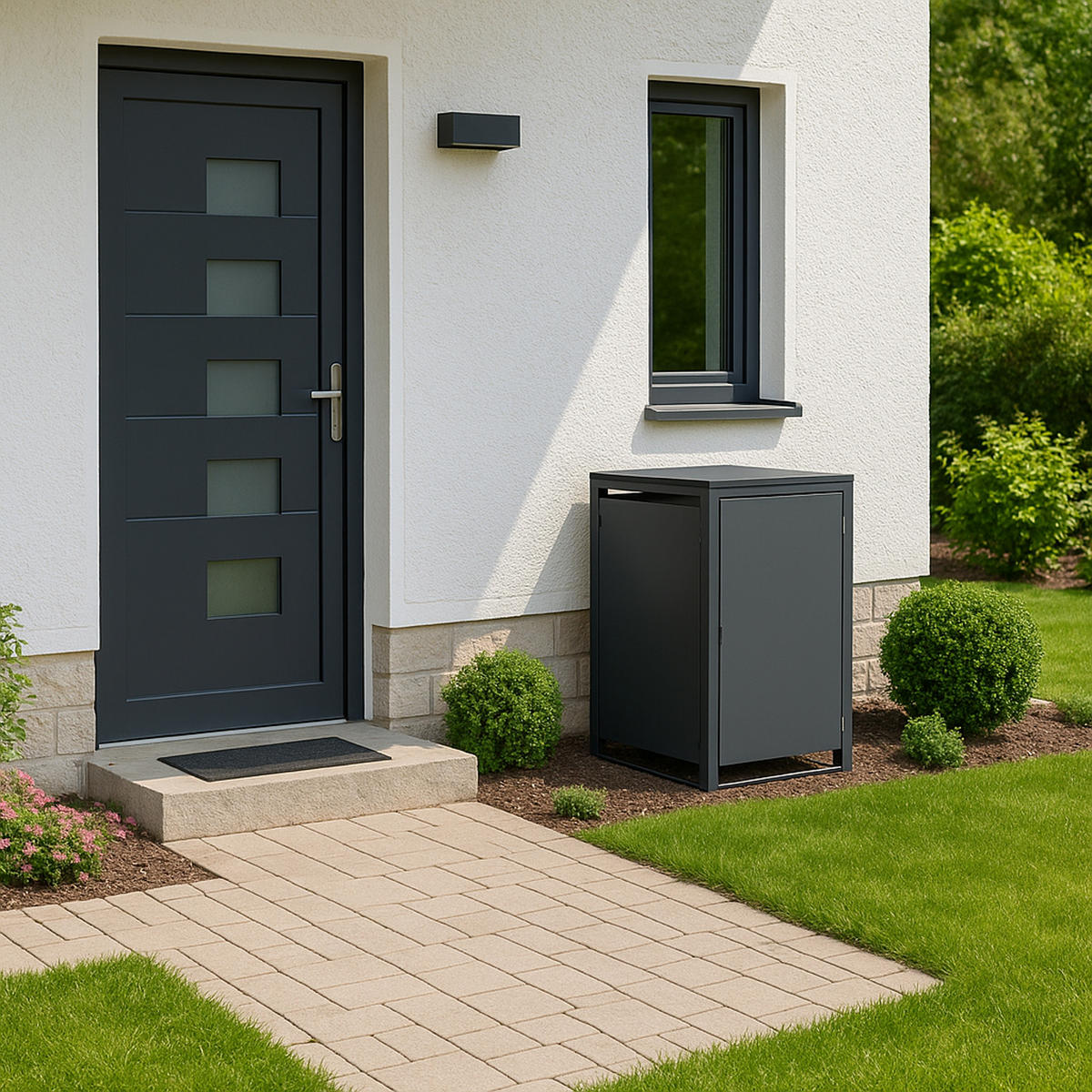 MÜLLTONNENVERKLEIDUNG Dublin - Mülltonnenbox für 1 - , Stahl verzinkt, anthrazit - Grau, Metall (66/116/80cm) - TPFGarden