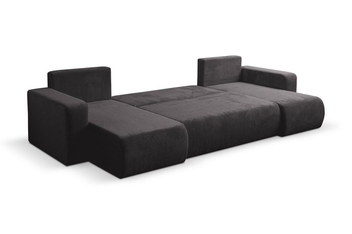 WOHNLANDSCHAFT LUNA U-FORM mit Schlaffunktion und Bettkasten (Dunkelgrau) - Dunkelgrau, Textil (312/83/142cm) - VENASI MÖBEL