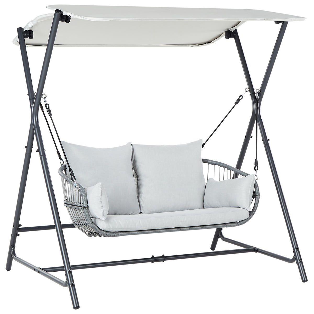 HOLLYWOODSCHAUKEL Grau Fiastra - Hellgrau, Metall (170/202/140cm) - Beliani