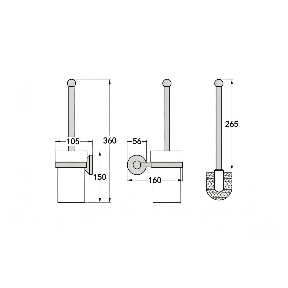 TOILETTENBÜRSTENHALTER – Weiß (16 x 10,5 x 36 cm) - Weiß, Metall (16/36/10.5cm)