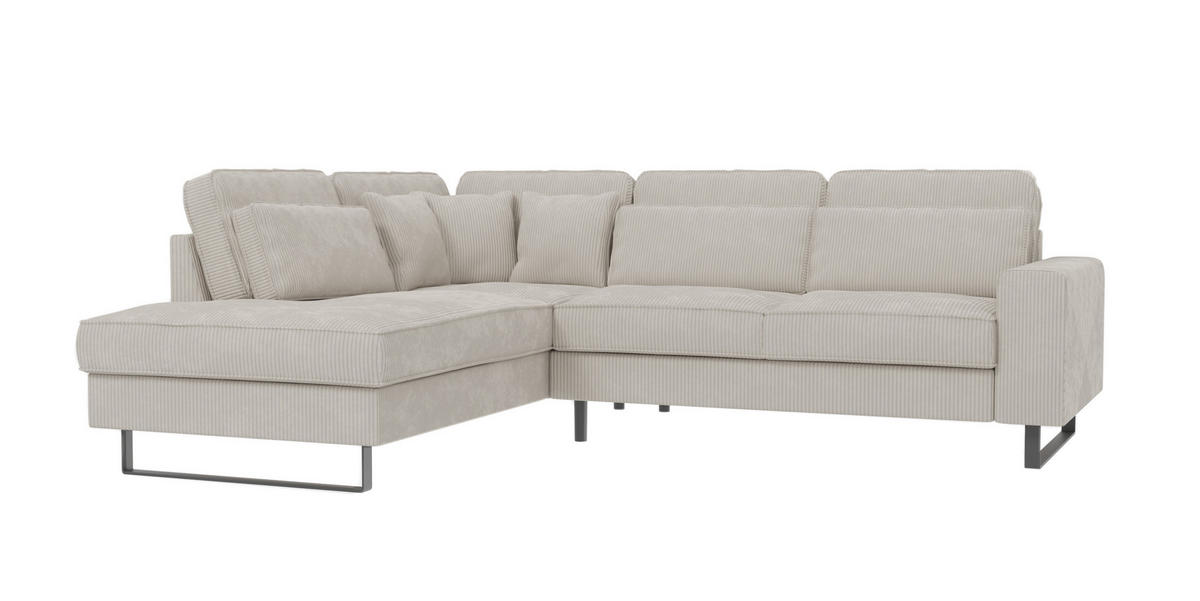 ECKSOFA Floe Beige Cord - Beige/Schwarz, Holz/Kunststoff (290/231cm) - S-Style Möbel