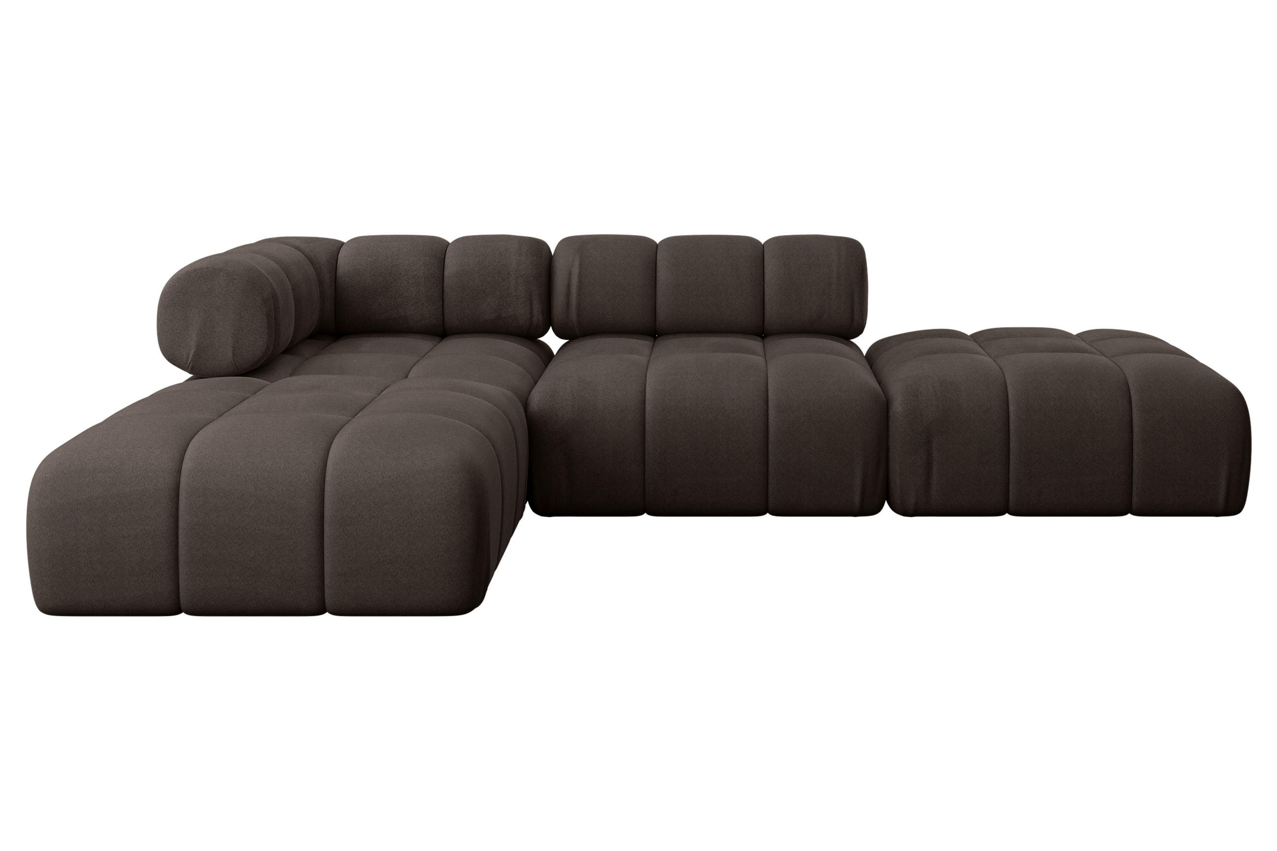 ECKSOFA modulares Sofa Kerru-L1 - 285x190x70 cm Braun Velours - Braun, Holzwerkstoff/Textil (285/190cm) - ALTDECOR