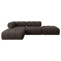 ECKSOFA modulares Sofa Kerru-L1 - 285x190x70 cm Braun Velours - Braun, Holzwerkstoff/Textil (285/190cm) - ALTDECOR