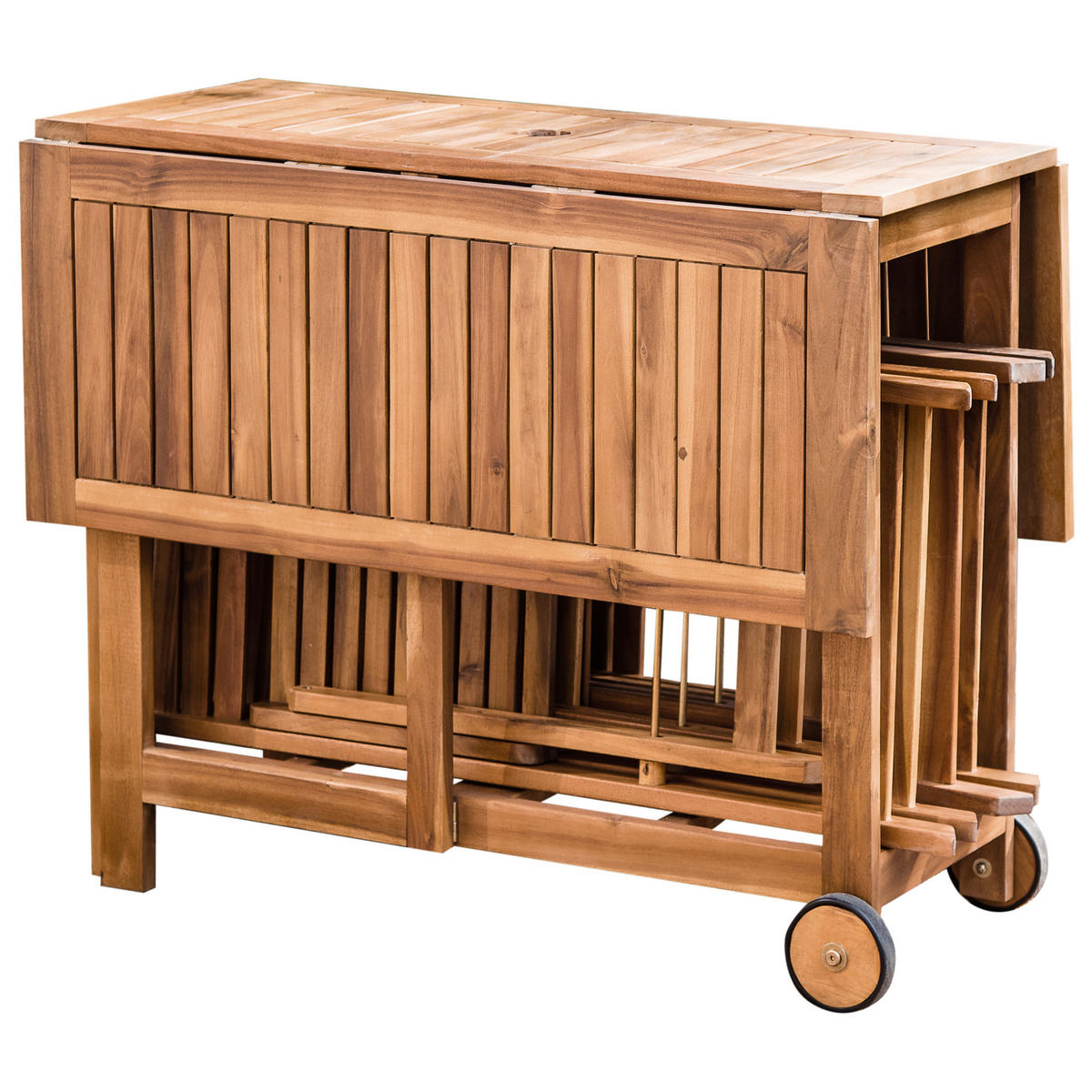 GARTENMÖBEL SET 4-Sitzer Akazienholz hellbraun Frassine - Hellbraun, Holz - Beliani