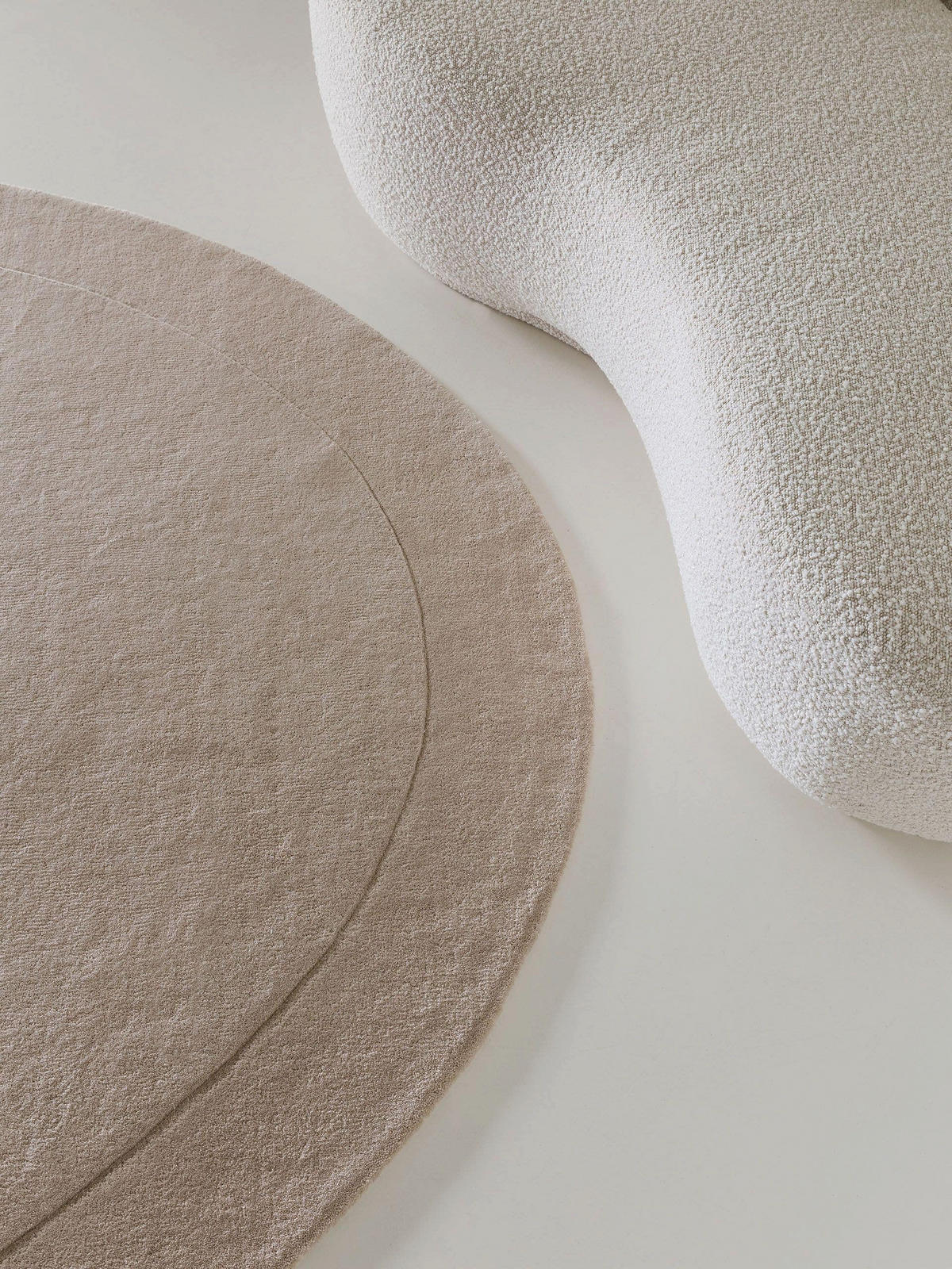 WOLLTEPPICH Shape Cream ø 200 cm rund - Creme, Textil (200/200cm) - benuta Pure