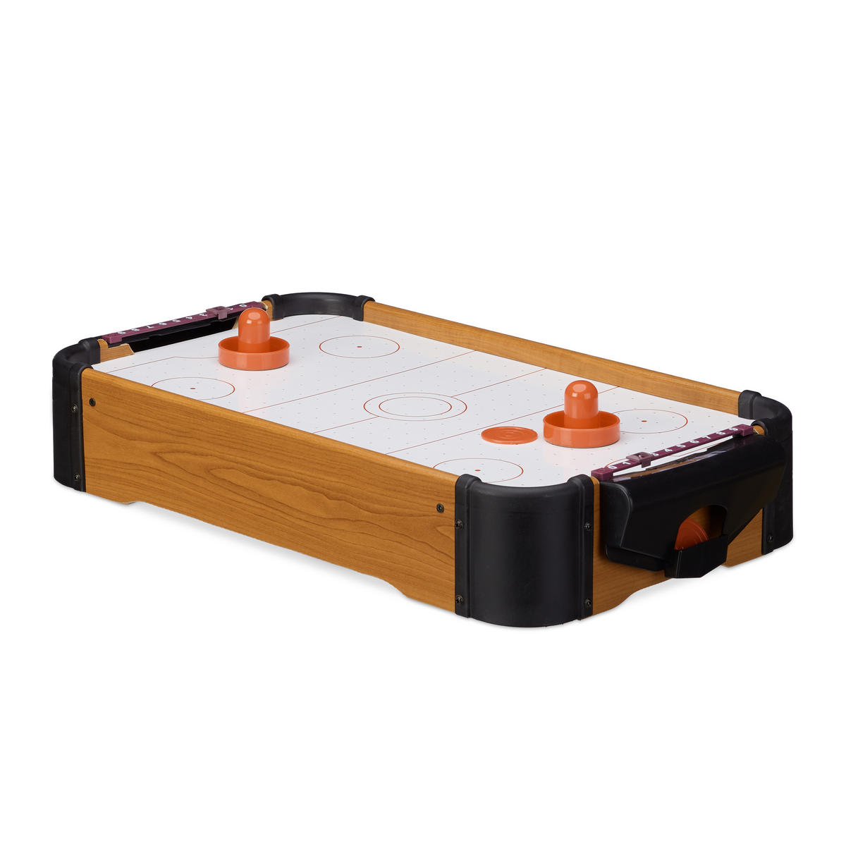 AIRHOCKEY Tischspiel - Multicolor, Holzwerkstoff/Kunststoff (31/56cm) - Relaxdays