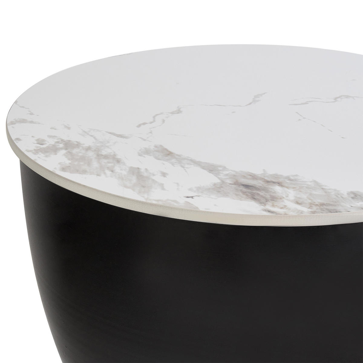 BEISTELLTISCH Schwarz/Gold/Weiß Nadine - Goldfarben/Schwarz, Stein (48/48/45cm) - Beliani