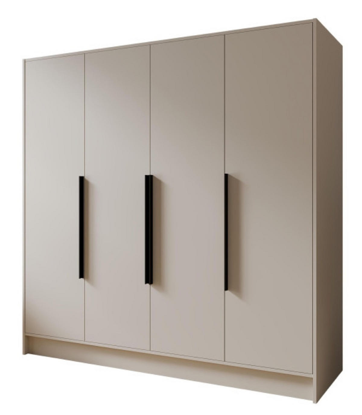 SCHRANK Kaschmir ORTO 200 g Glatt Ohne Spiegel Mit Schwarzen Griffen - Ecru, Holzwerkstoff (200/200/51cm) - Sepro Meble