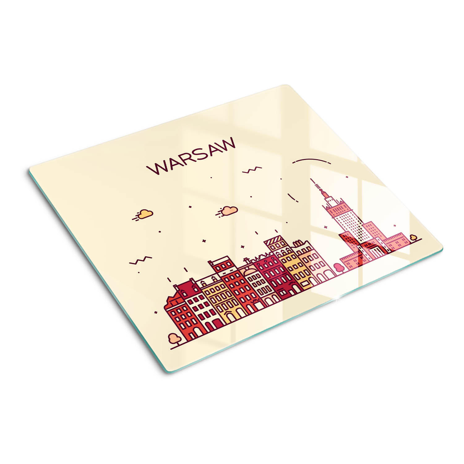 GLASPLATTE 60x52 cm Warschau, Polen - Rot, Glas (60/0.4/52cm) - TULUP