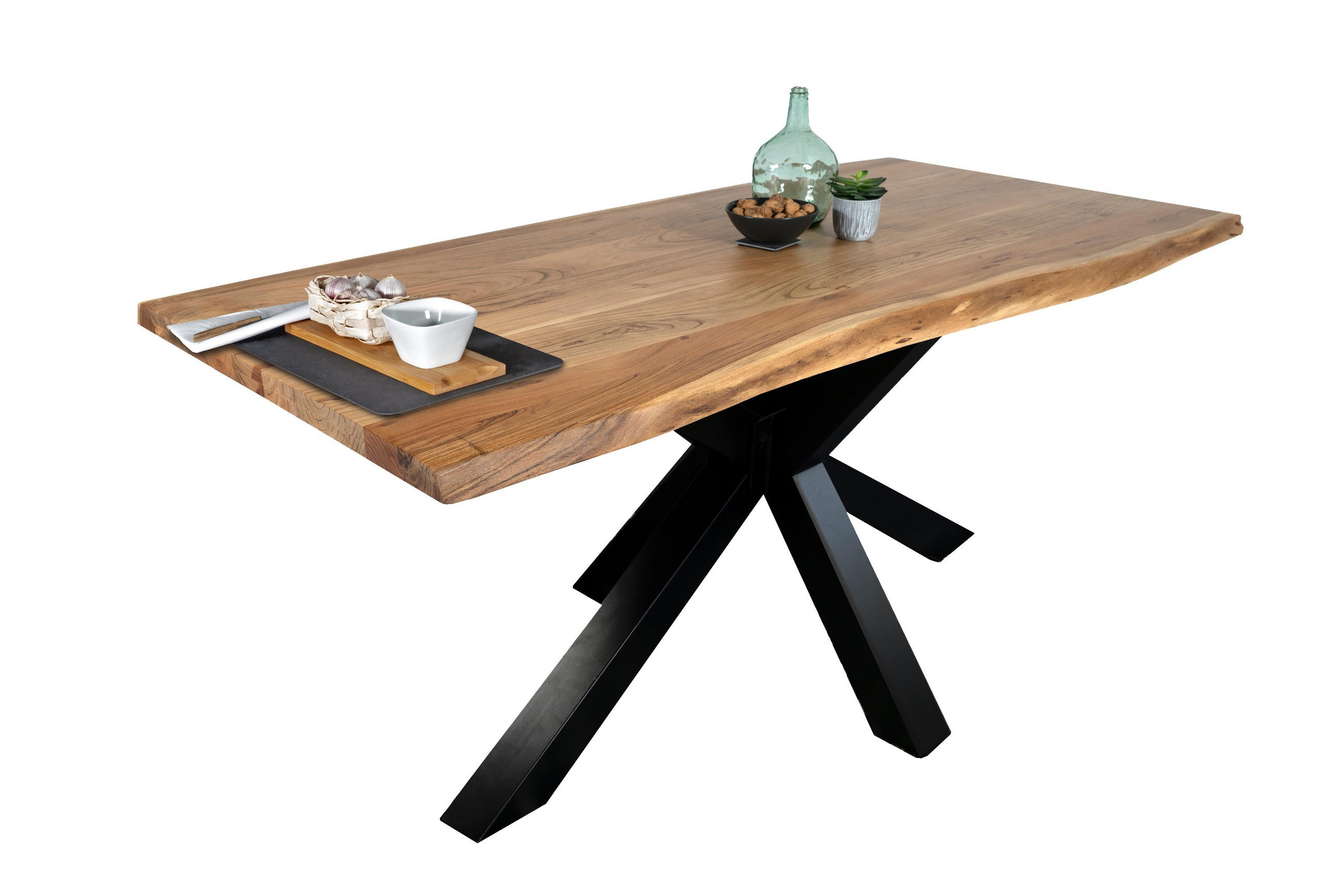 ESSTISCH TIM - Beige/Schwarz, Holz/Metall (100/200/77cm) - SAM