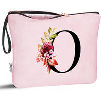 KOSMETIKTASCHE mit Initial O und Blumenprint Rosa - Rosa, Textil (5/16/24cm)