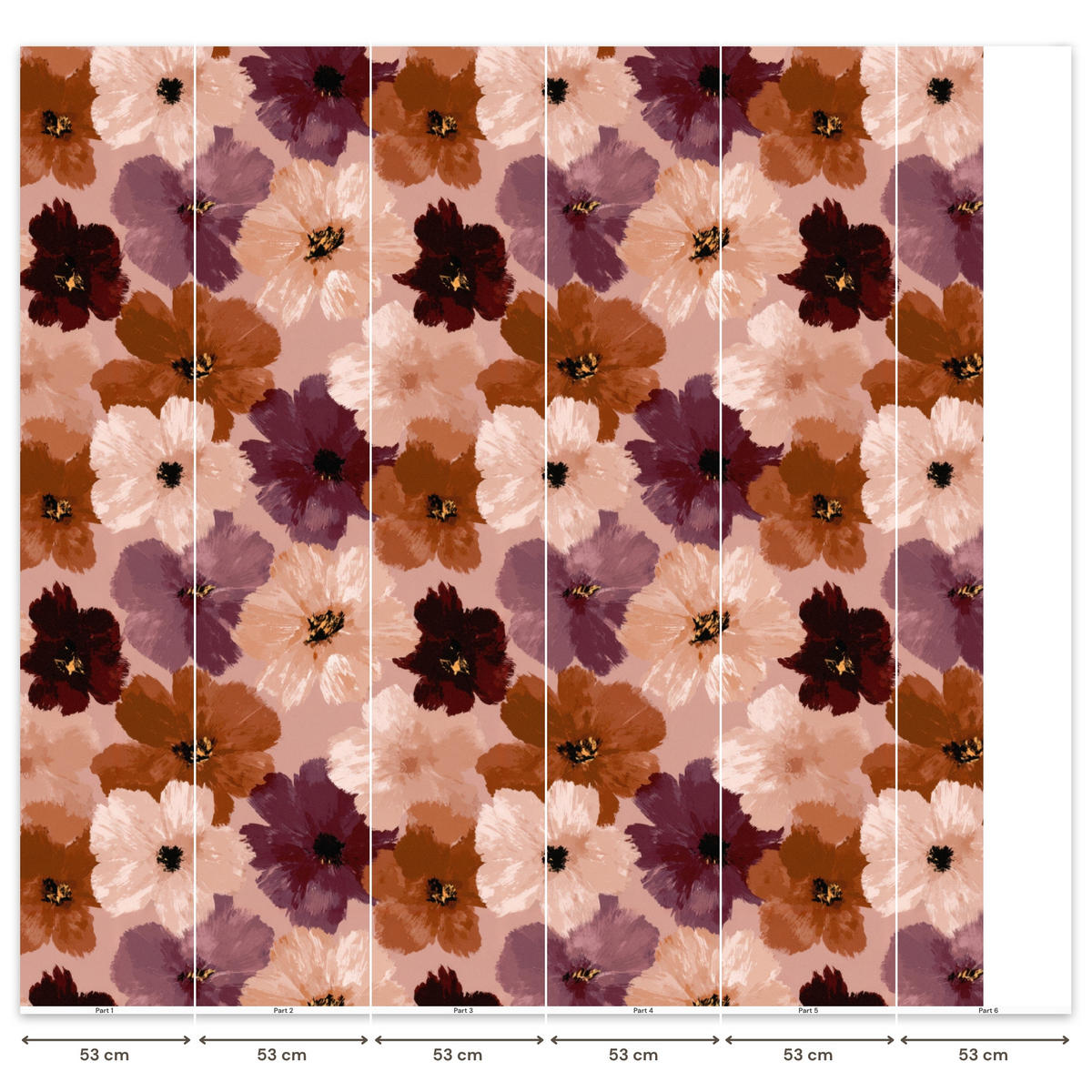 TAPETE - Blumen - Abstrakt - Erdtöne - 280x280 cm - Multicolor, Papier (280/280cm) - OnlyWow