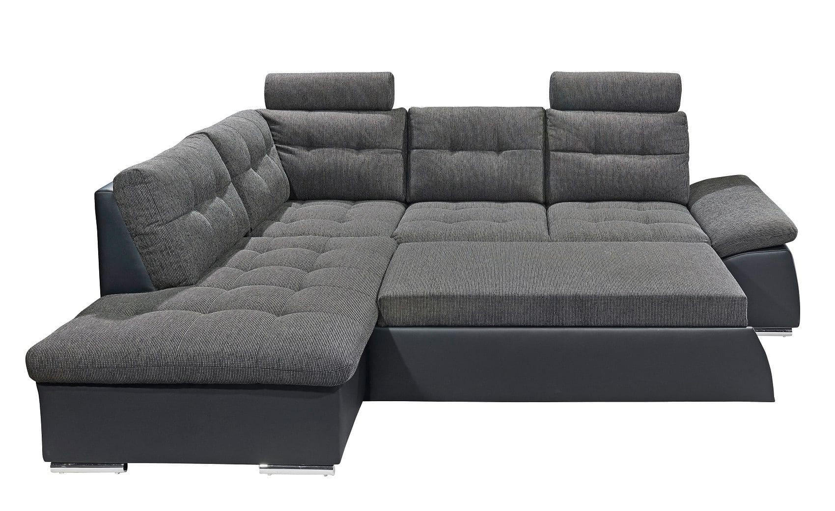 ECKSOFA mit Schlaffunktion, Armlehnfunktion und Kopfstützen - Chromfarben/Zinkfarben, Textil (260/219cm) - ed exciting design