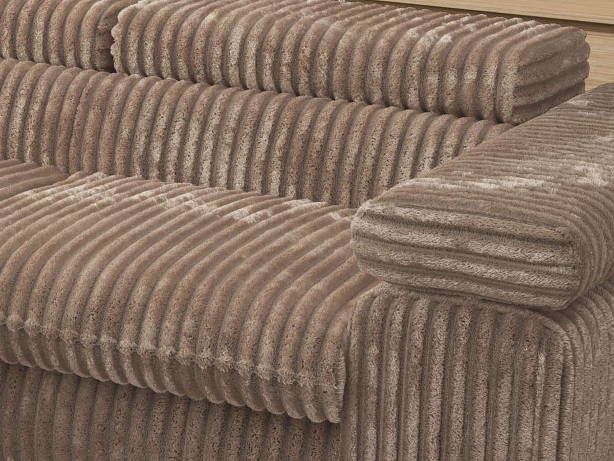 ECKSOFA PABLO L Braun Cord - Links Seite mit T25 Topper - Schwarz/Braun, Textil/Metall (208/273cm) - MKS