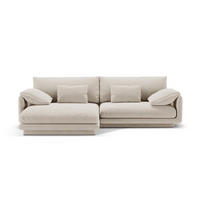 ECKSOFA links Torino aus Samt ecru 4 Sitzplätze - Ecru, Textil (170/250cm) - Micadoni