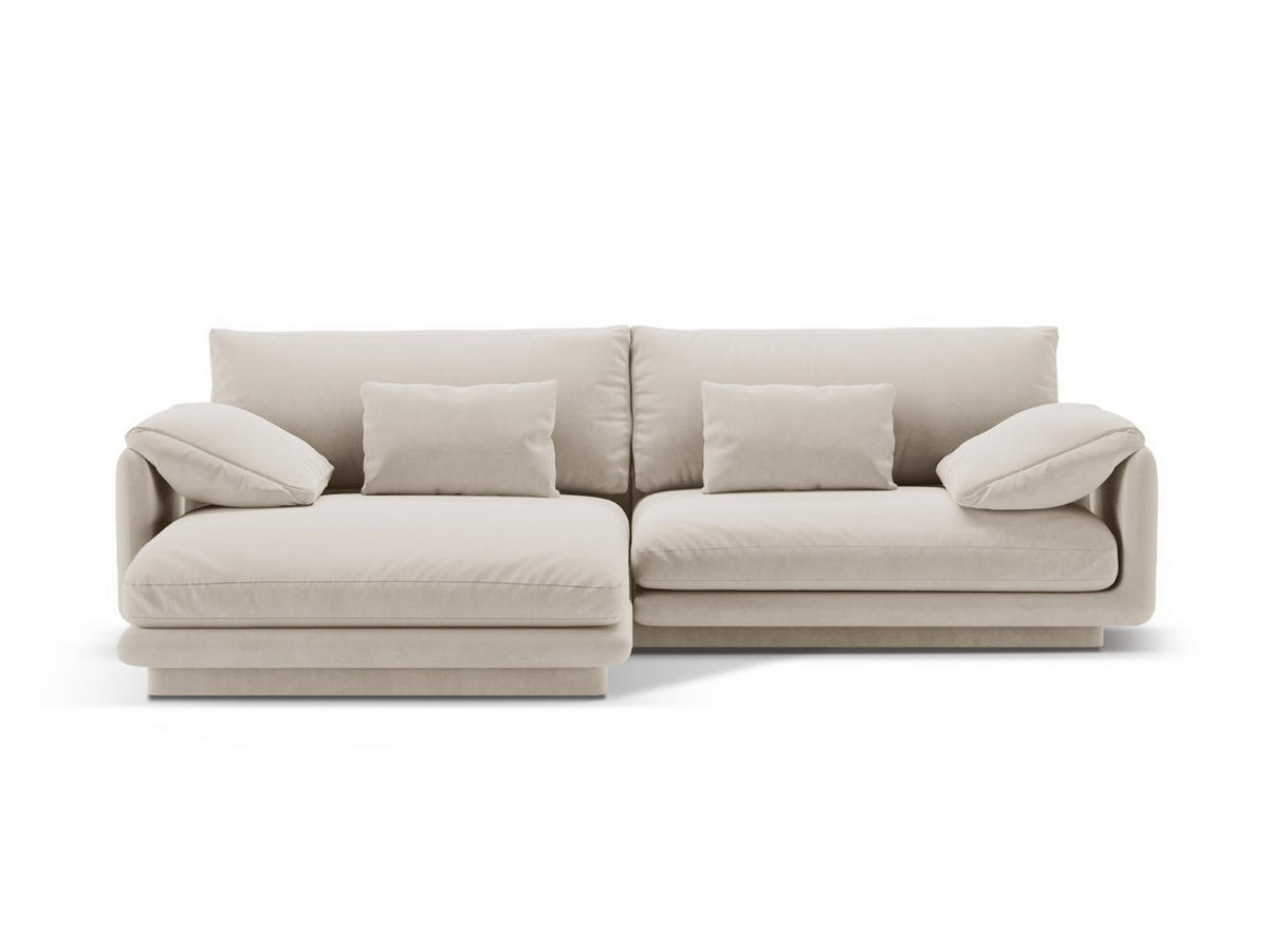 ECKSOFA links Torino aus Samt ecru 4 Sitzplätze - Ecru, Textil (170/250cm) - Micadoni