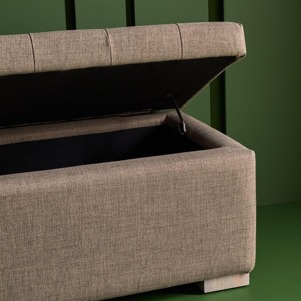 AUFBEWAHRUNGSBANK Kasten mit Stoff Beschichtung Vatikanischen Taupe - 140/44/39 cm - Taupe, Textil (48/39/48cm) - Signature