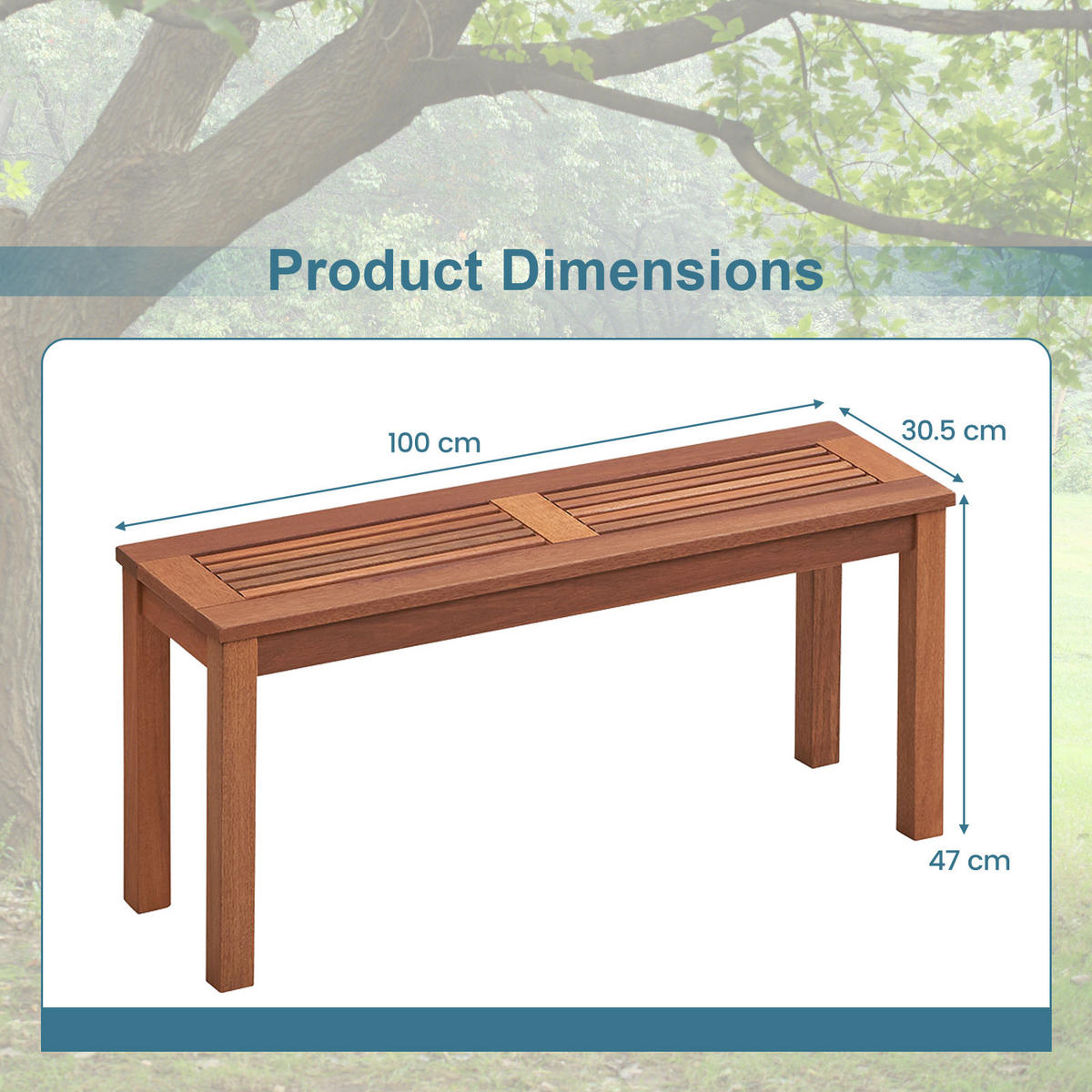 HOLZBANK für die Terrasse Natur - Braun, Holz (30.5/47/100cm) - COSTWAY