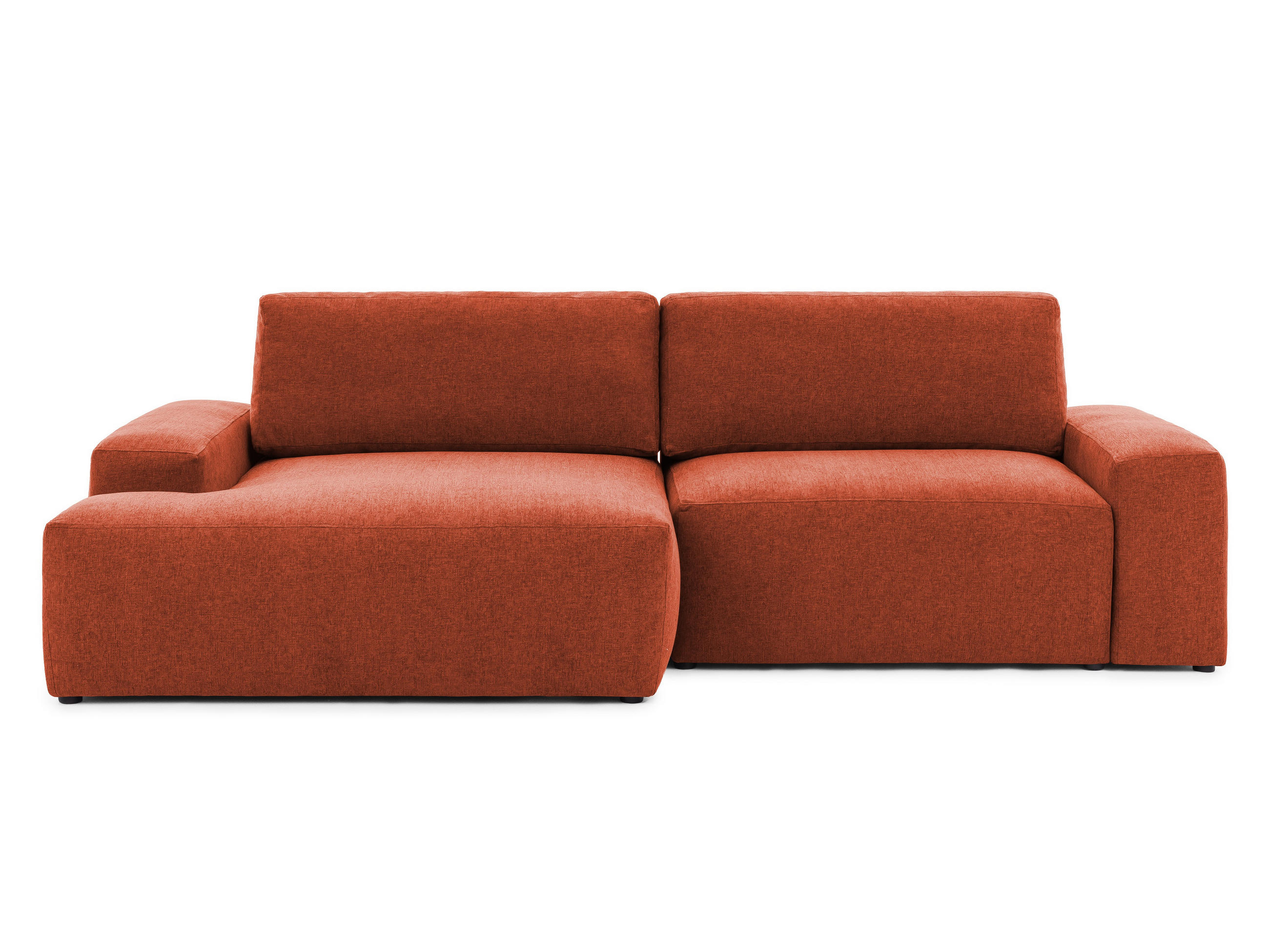 ECKSOFA Lennon aus Terrakotta Strukturstoff mit Schlaffunktion und Bettkasten - Terracotta/Schwarz, Holz/Kunststoff (137/264cm) - S-Style