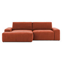 ECKSOFA Lennon aus Terrakotta Strukturstoff mit Schlaffunktion und Bettkasten - Terracotta/Schwarz, Holz/Kunststoff (137/264cm) - S-Style