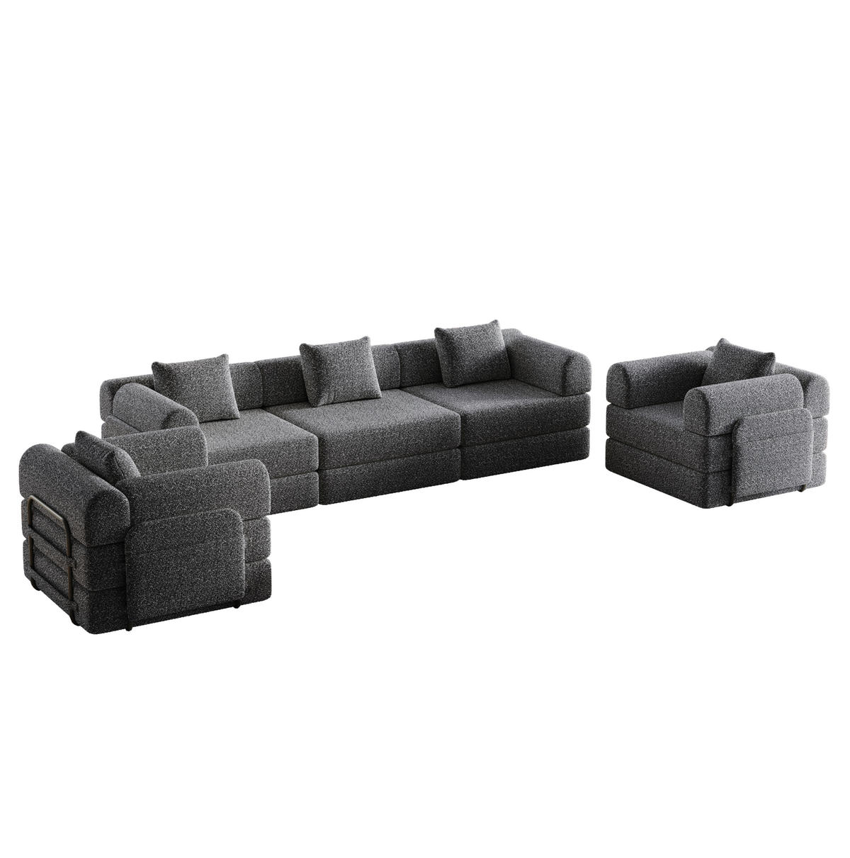 SCHLAFSOFA 2-in-1 in Grau – klappbar mit Armlehnen-Staufach aus Chenille - Grau, Textil (274/69.8/183.8cm) - BEAOK