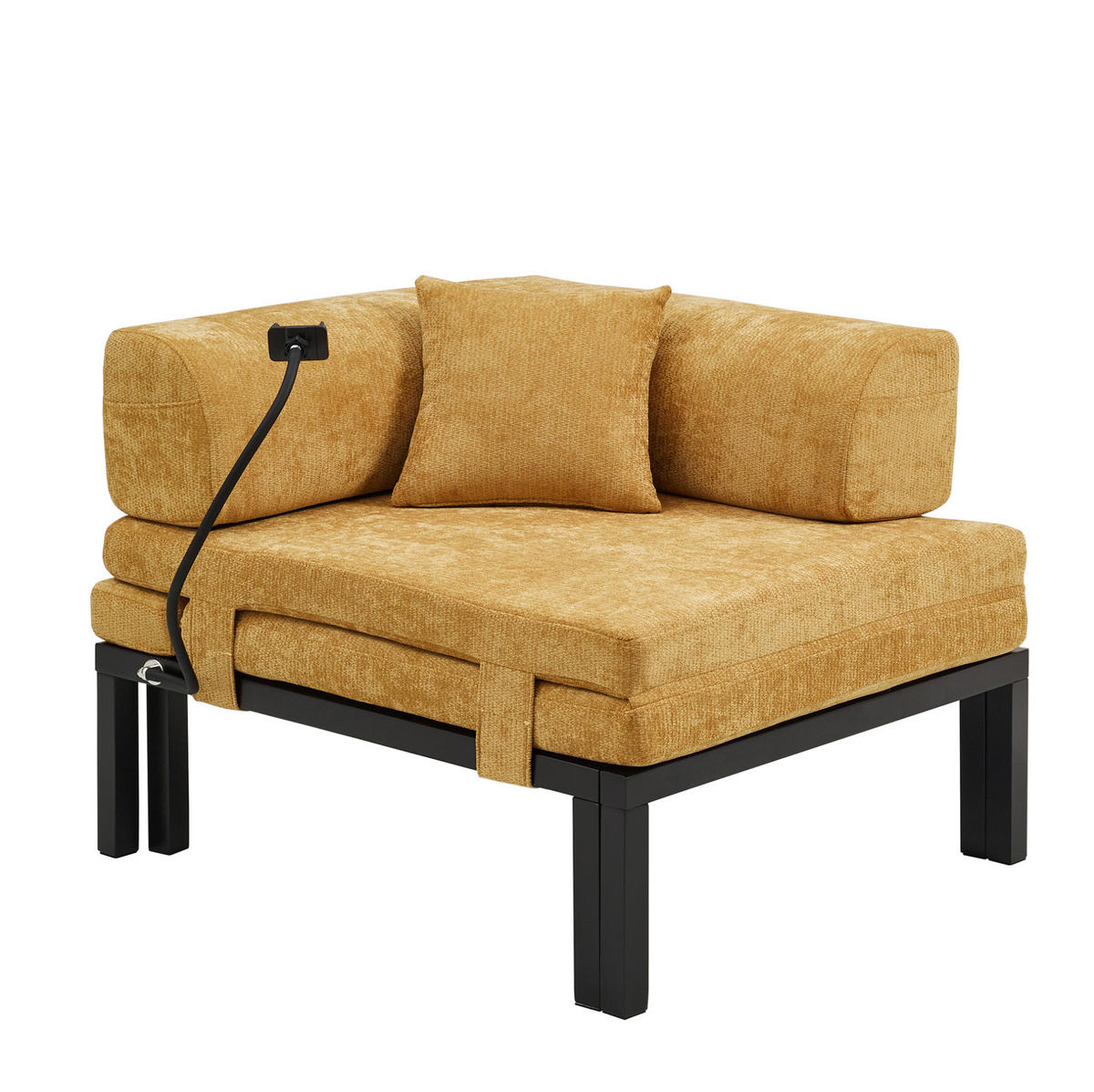 SCHLAFSOFA mit ausziehbarer Einzelliegefunktion und platzsparendem Design, Gelb - Gelb, Textil (176/64/81cm) - Redom