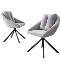 DREHSTUHL 2er-Set Grau aus Samt mit Rollen - Grau, Metall (62.23/49.53/72.39cm) - OKMYHOME