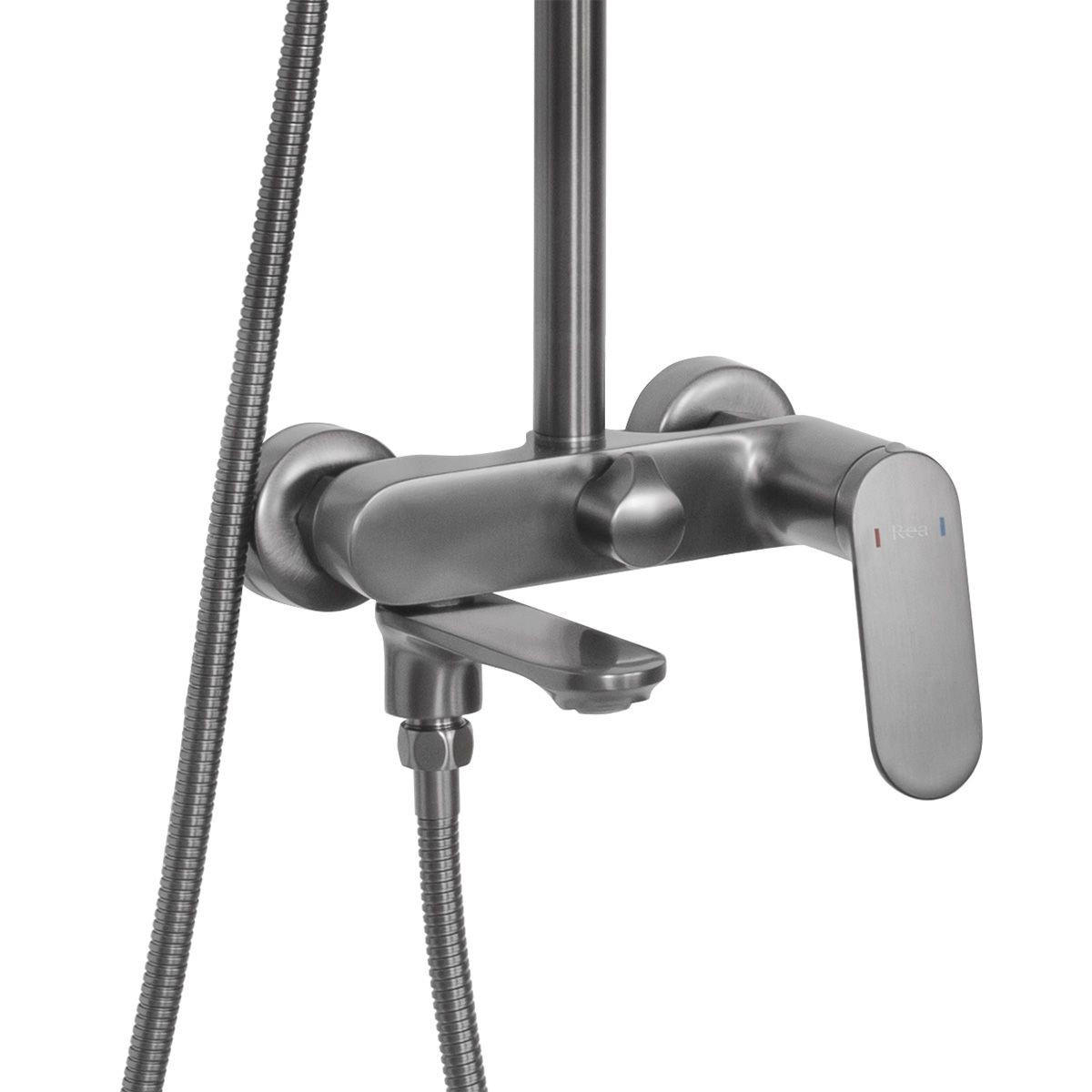 DUSCHGARNITUR Rea Marco Gun Grey - Titanfarben, Metall (19/117/47cm) - REA