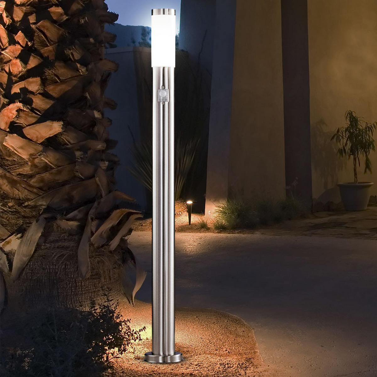 LED STEHLAMPE Edelstahl Silber - Silberfarben, Metall (12.7/12.7/110cm)