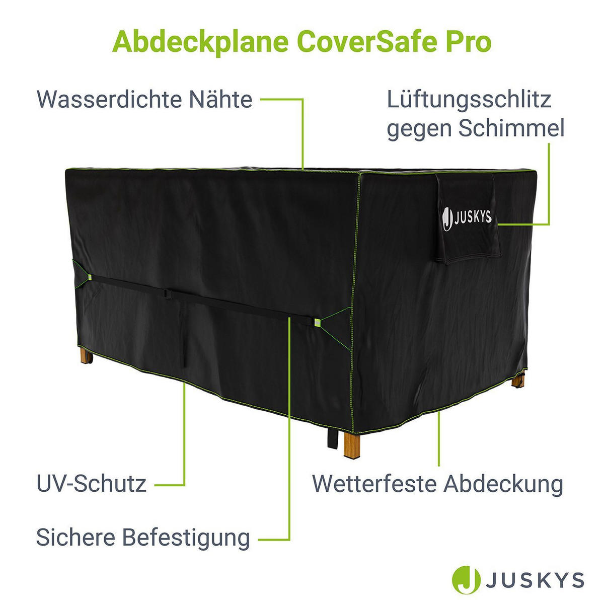 GARTENMÖBELABDECKUNG CoverSafe Pro schwarz - Schwarz, Kunststoff (90/75/150cm) - Juskys