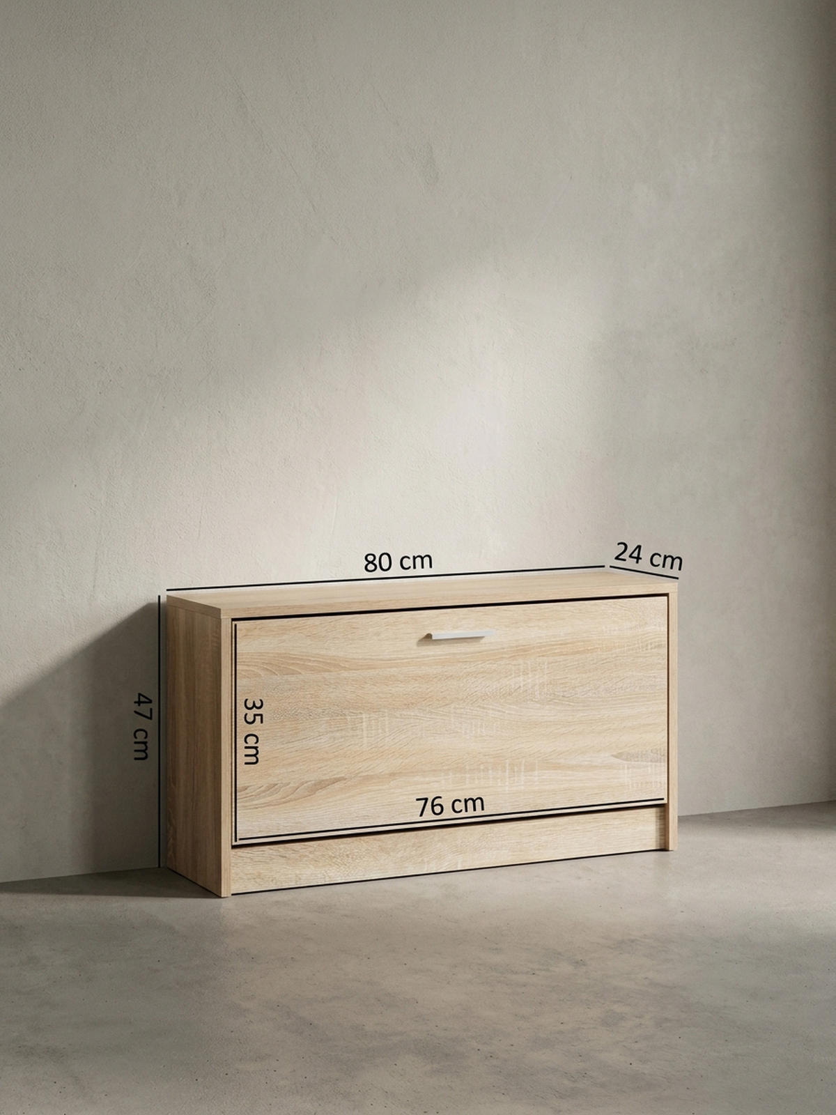SCHUHKIPPER aus Holz in Beige mit Ablage und 1 Fach, 80x24x47 cm - Beige/Braun, Holz (80/47/24cm) - KADIMA DESIGN