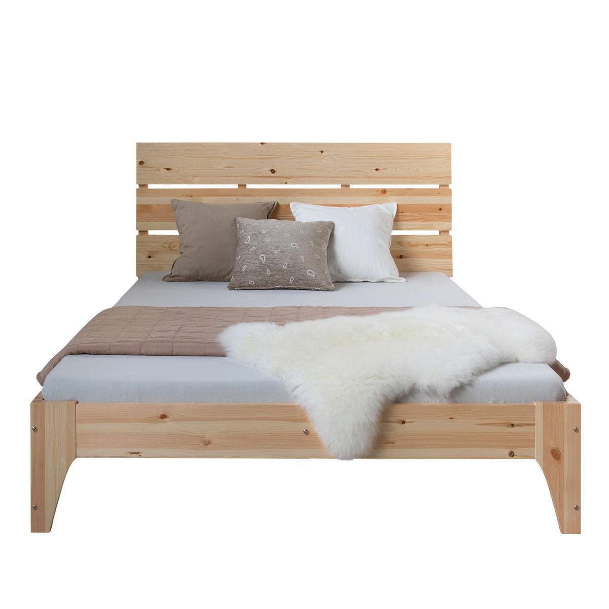 BETT 140/200 cm in Natur - Braun, Holz (140/200cm) - Homestyle4u