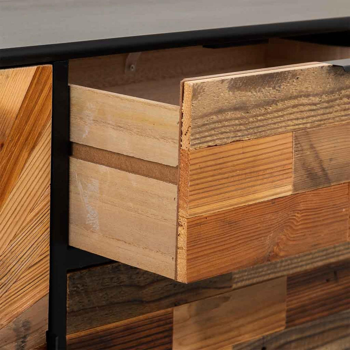 ANRICHTE aus Holz 120x38x78 cm - Schwarz, Metall (38/120/78cm) - Wanderlust