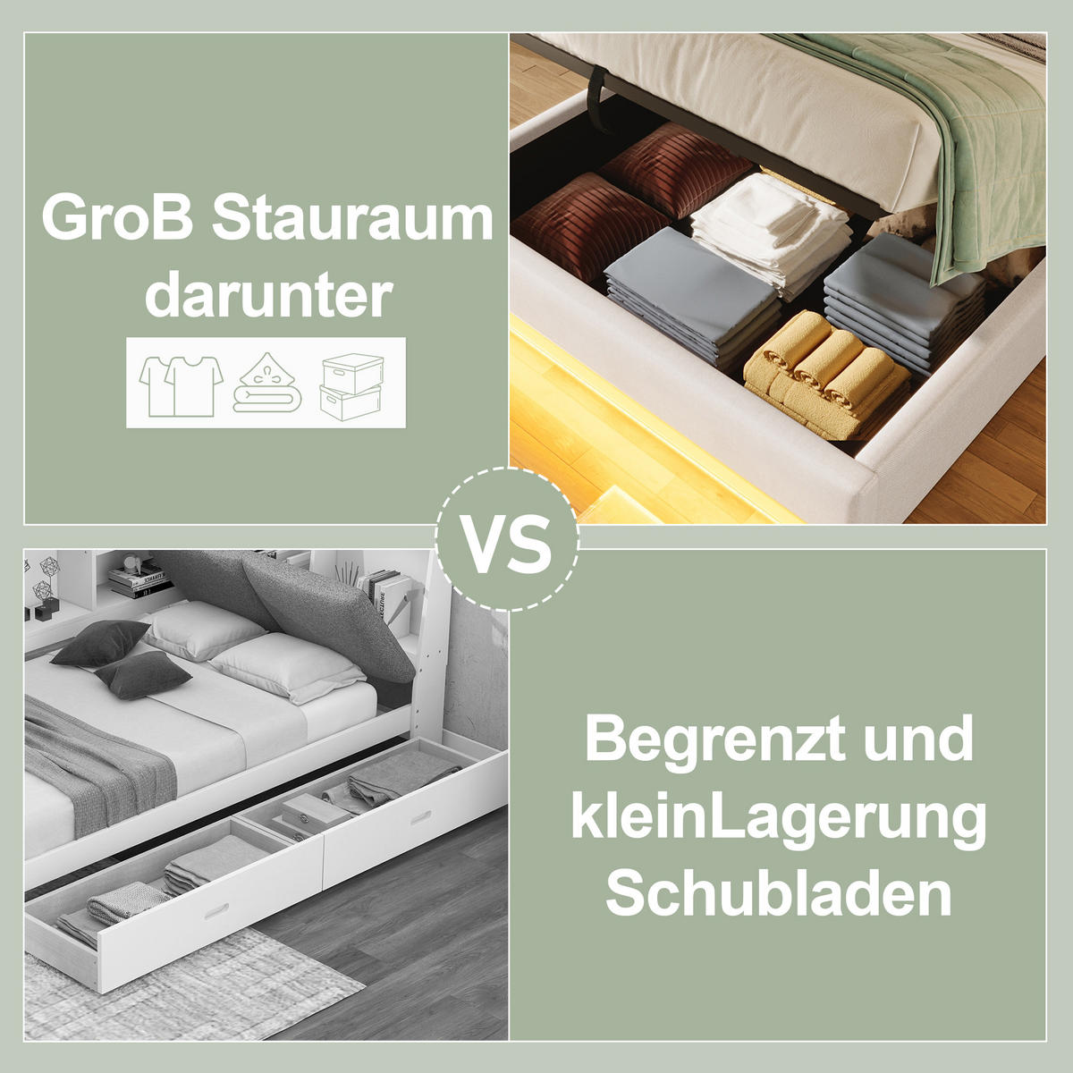 POLSTERBETT 140/200 cm Beige Hydraulisches Stauraumbett mit LED-Beleuchtung - Beige, Textil (140/200cm) - OKWISH