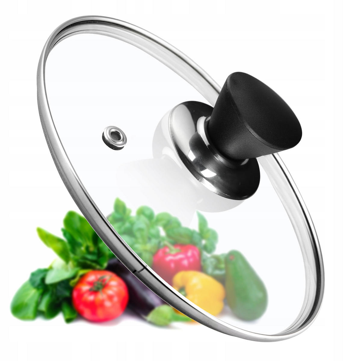 DECKEL mit schwarzem Griff, 20 cm - Transparent, Glas/Kunststoff (20cm) - KADAX