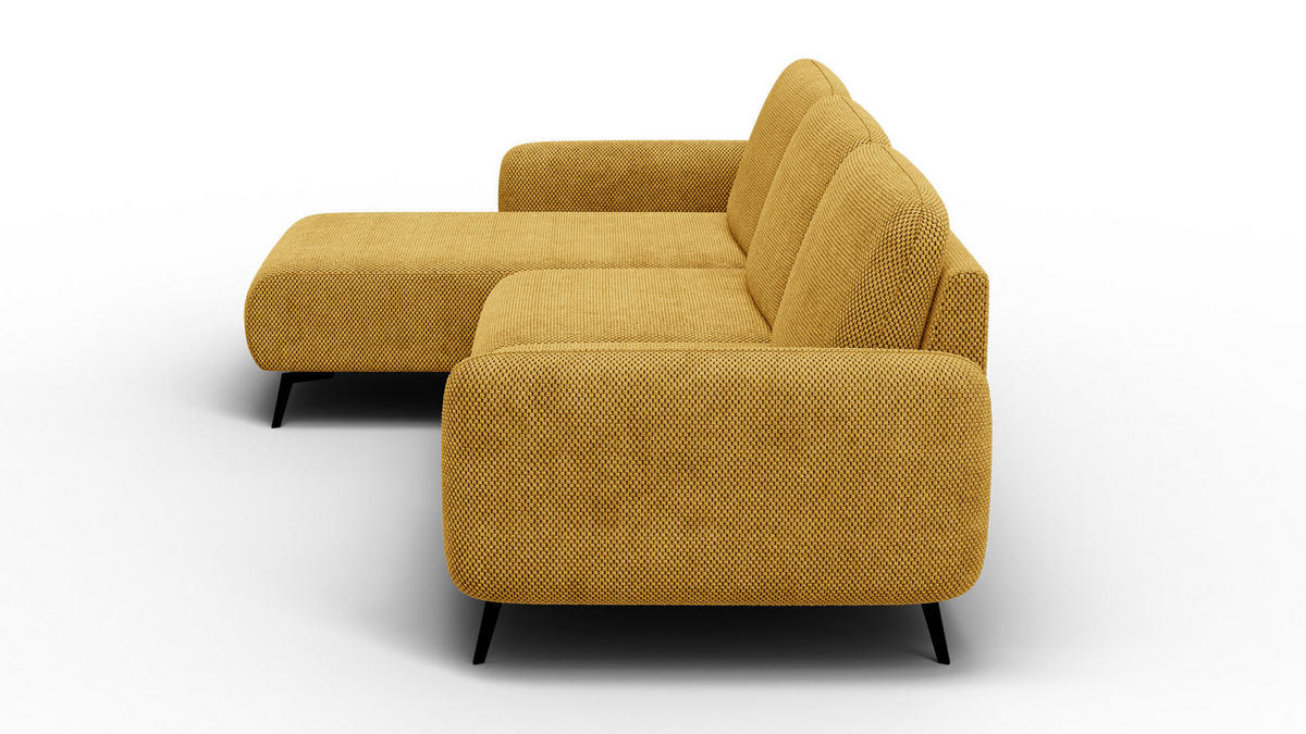 ECKSOFA FEBE 4-Sitzer links, dunkelgelb - Gelb/Schwarz, Holz/Textil (264/157cm) - Courtois Laville