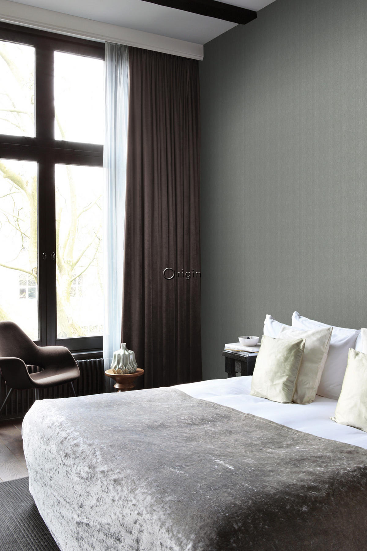 TAPETE Fischgrätmuster 53 cm x 10.05 m - Grau, Papier (53/1000cm) - Origin Wallcoverings