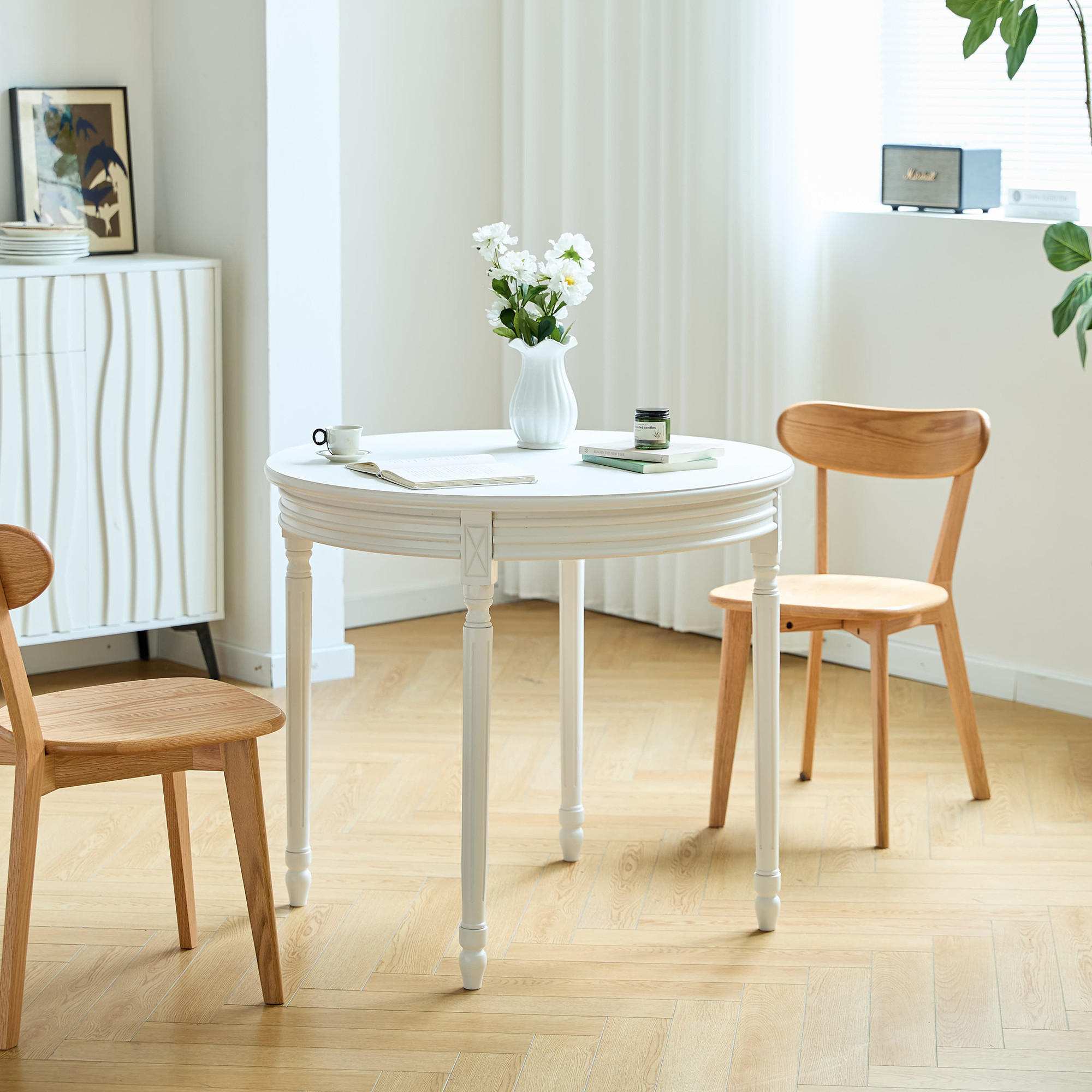 ESSTISCH Rund Braun 90 x 90 x 75 (cm) - Weiß, Holz (90/90/80cm) - Nordlys