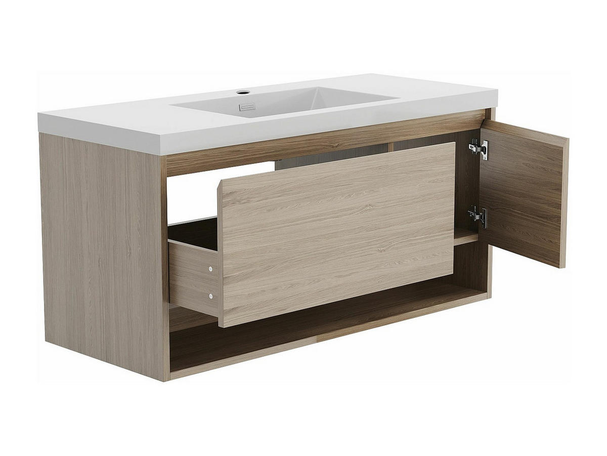 EINZELWASCHTISCH - 120cm x 50cm - Holzspan - naturfarben hell - PUJUKA - Naturfarben, Holz (120/55/50cm) - Vente-Unique