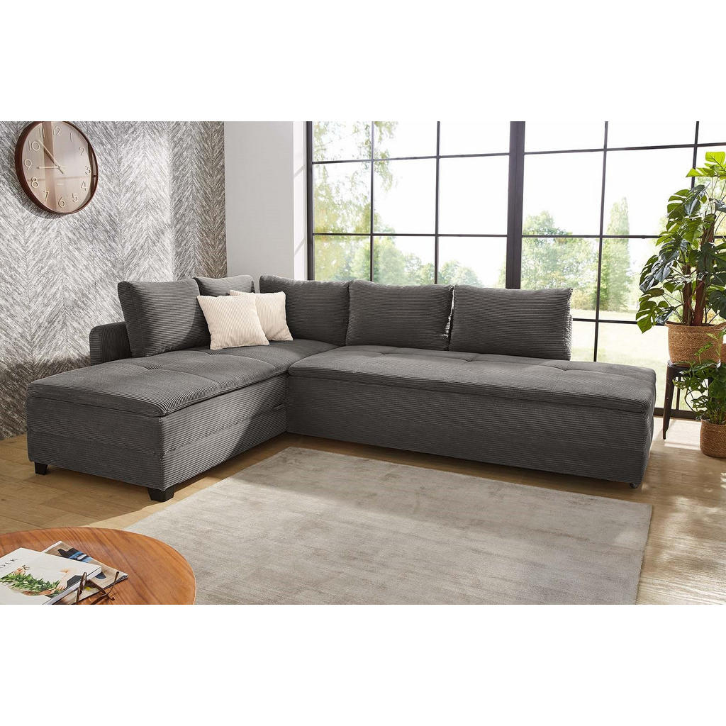Thumbnail - luma-home Ecksofa-Dauerschläfer, Anthrazit, Textil, 4-Sitzer, Füllung: Kaltschaum, L-Form,L-Form, 306x223 cm, Wohnzimmer...