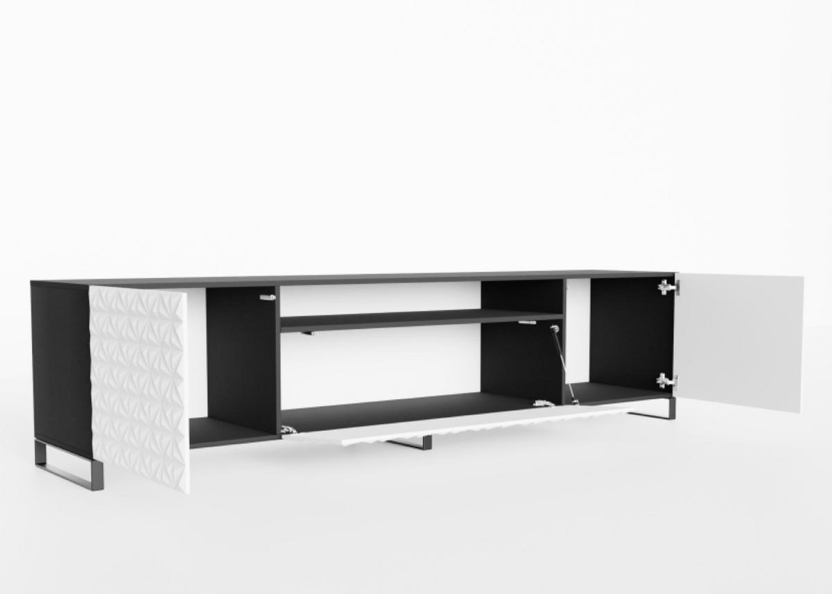 TV-SCHRANK Weiß ALI Mit Dekorativen Fronten 200 cm - Weiß, Holzwerkstoff (200/53/41cm) - Sepro Meble