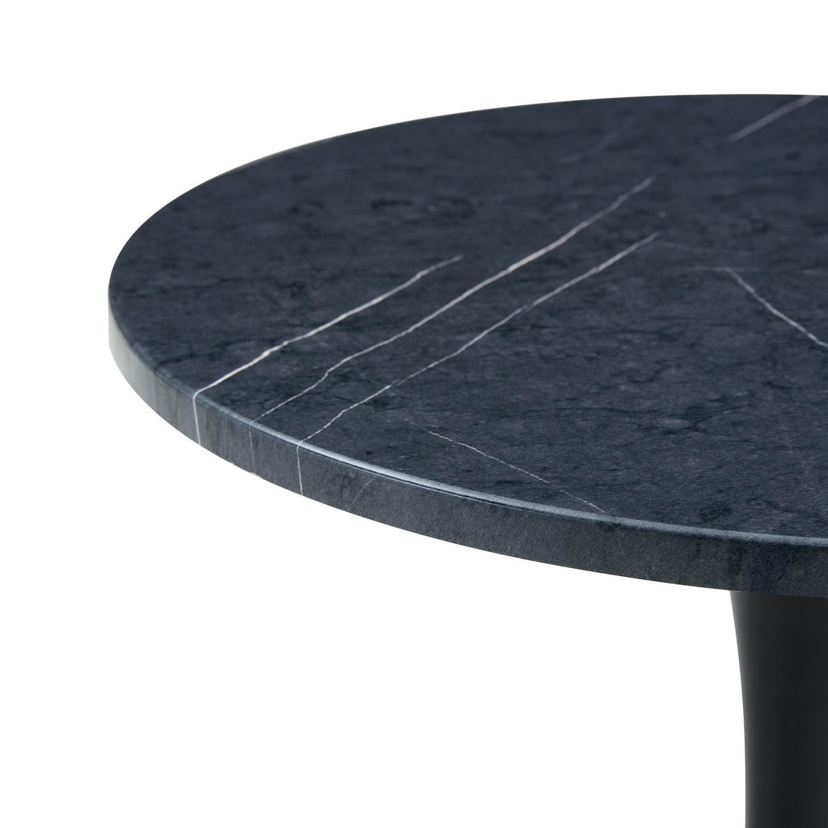 ESSTISCH kleiner runder 60/60/72 cm Schwarz mit schwarzen Metallbeinen - Schwarz, Holz (60/60/72cm) - Oxeza