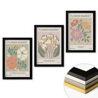 WANDBILDER 3er-Set - 20x30 cm Schwarzer Rahmen - Blumenposter Kopenhagen London Paris - Schwarz, Kunststoff (20/30cm) - ArtPrintCave