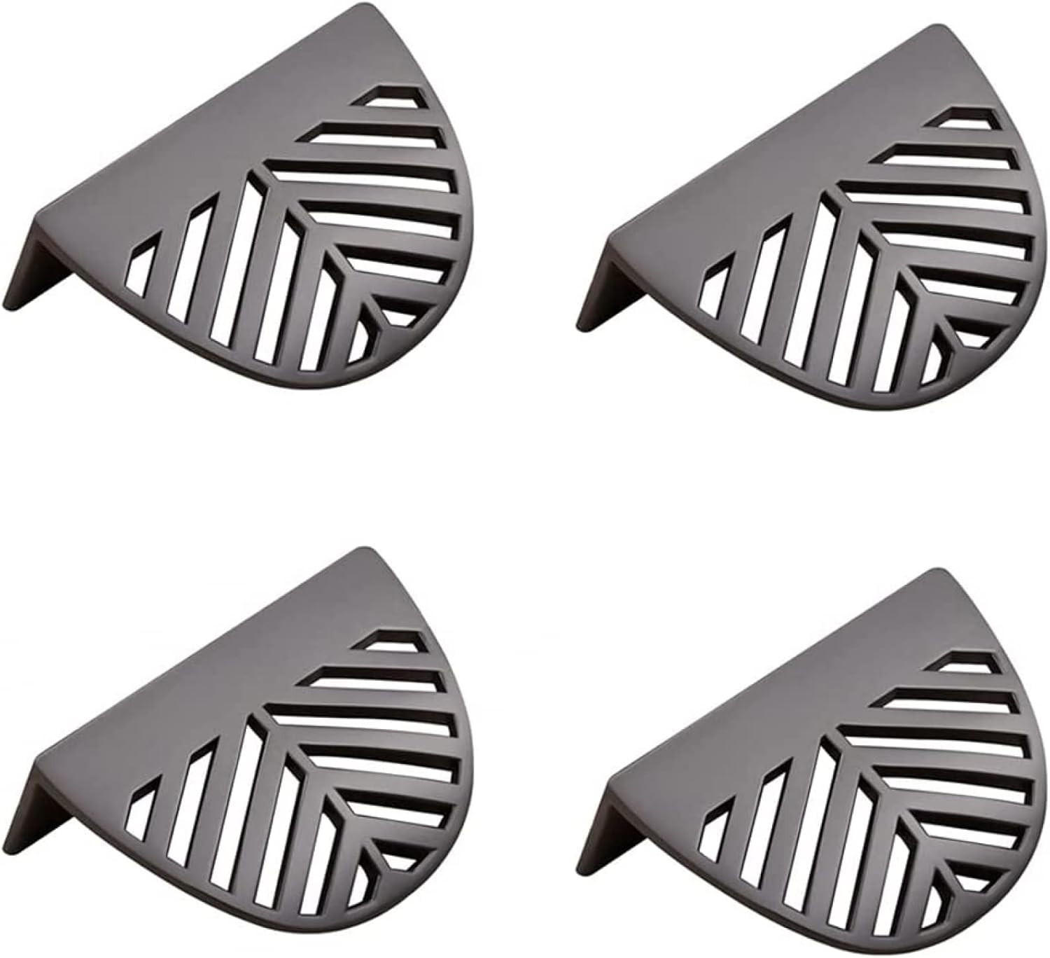 SCHRANKKNOPF Schwarz 4er-Set Blattform Messing - Multicolor, Metall (0.4/2/0.6cm)
