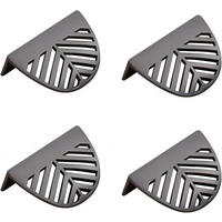 SCHRANKKNOPF Schwarz 4er-Set Blattform Messing - Multicolor, Metall (0.4/2/0.6cm)