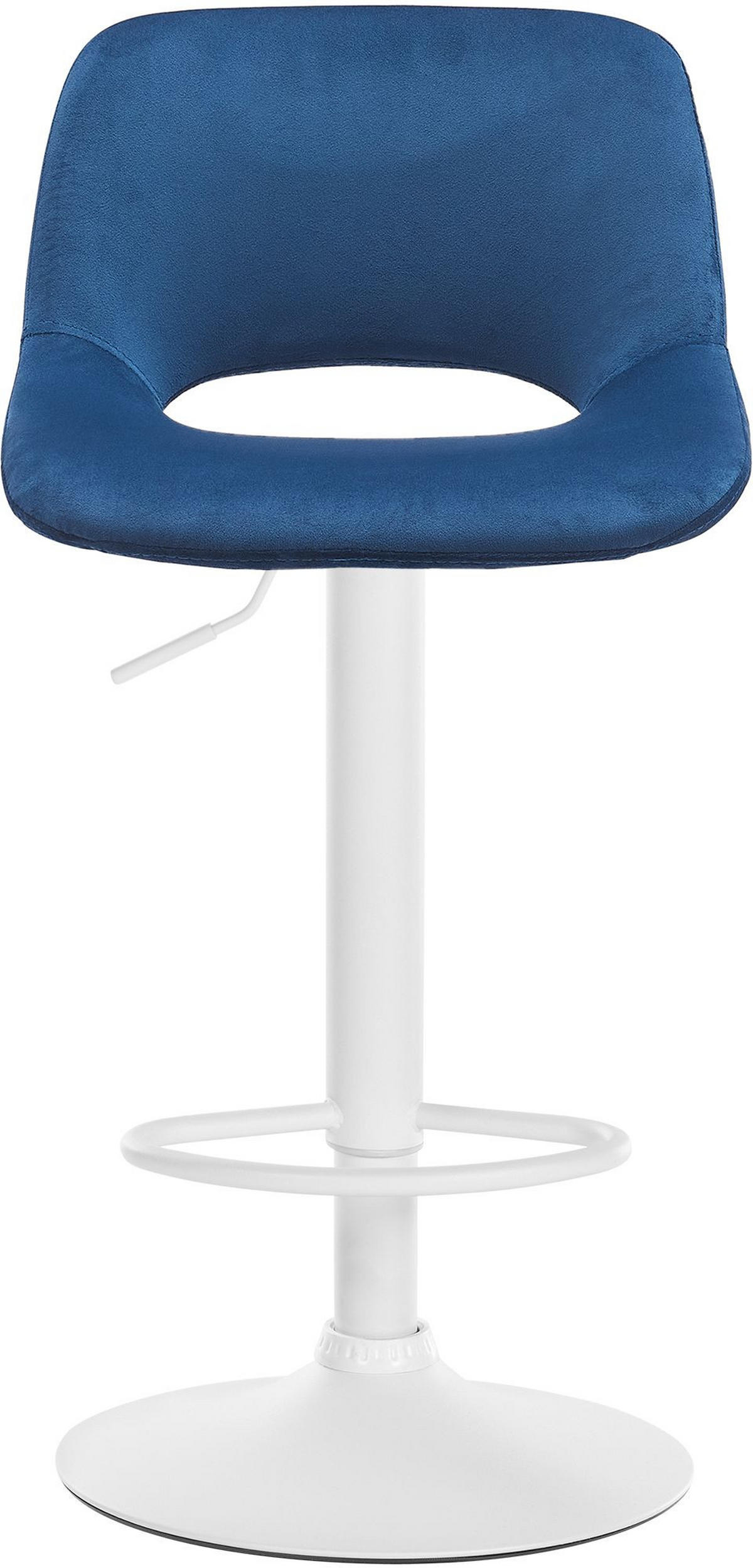 BARHOCKER JAKSON Blau Samt Weiß - Blau, Textil/Metall (42/86/46cm) - DELUKE