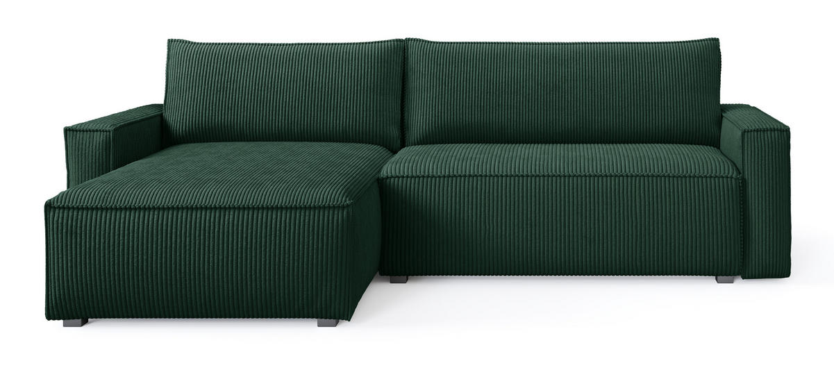 ROHOVÁ SEDAČKA BESMIR zelená barva - šedá/zelená barva, dřevo/textil (275/148cm) - MASSENO