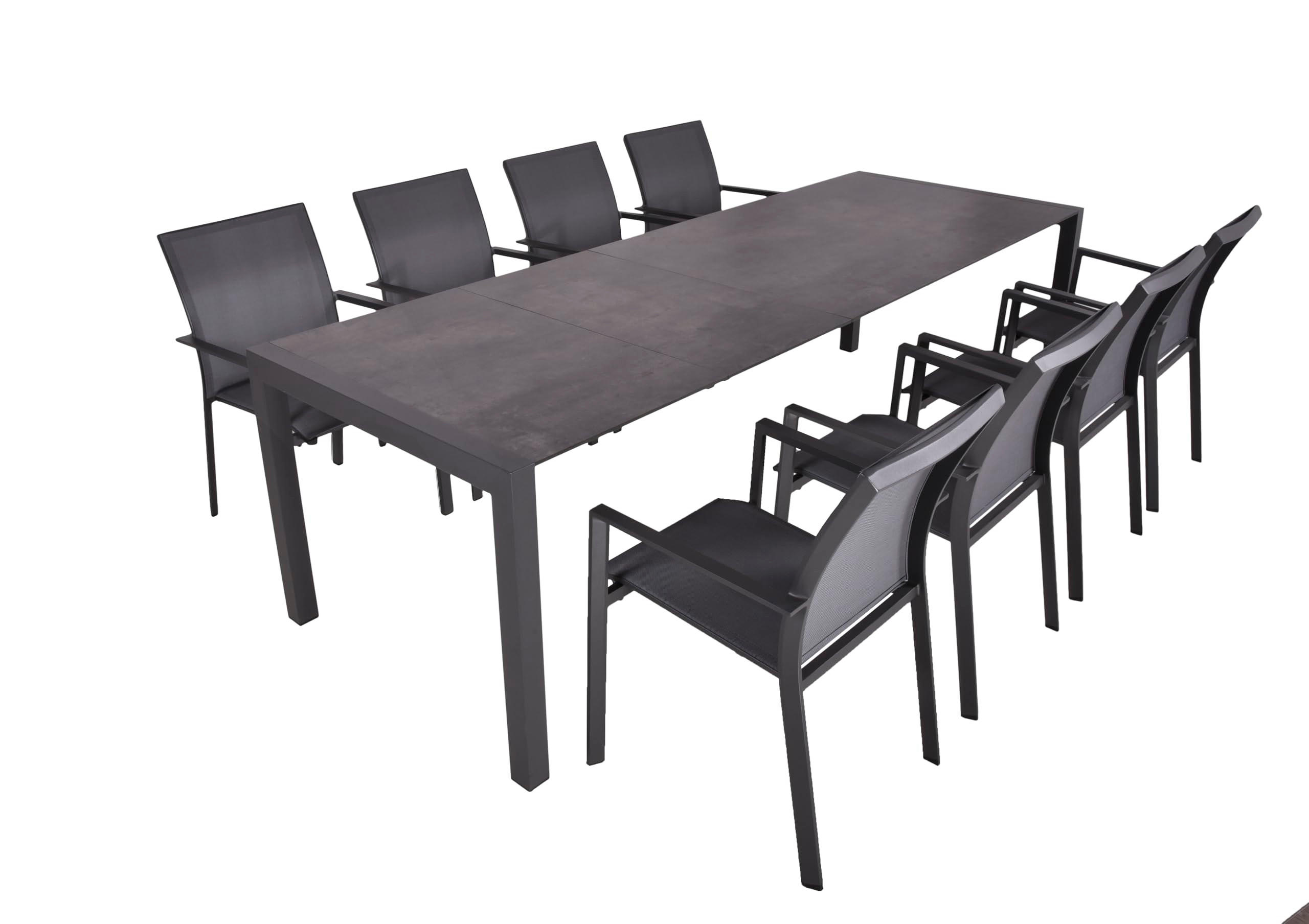 GARTEN-SITZGRUPPE Hauke 9-teilig Gartenmöbel-Set - Grau, Kunststoff - DELUKE